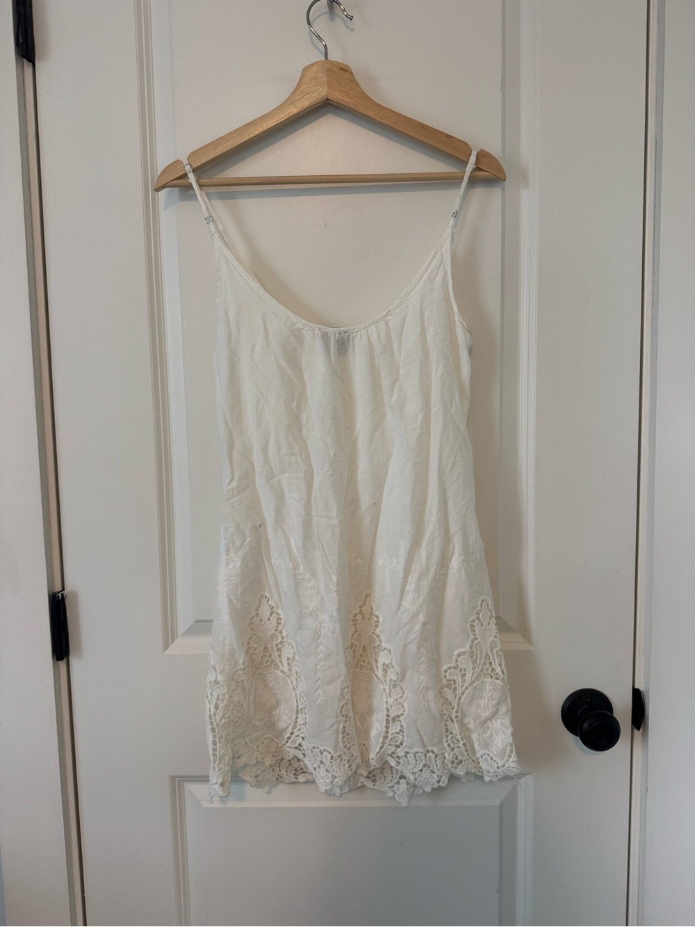 White Lace-Trim Mini Dress